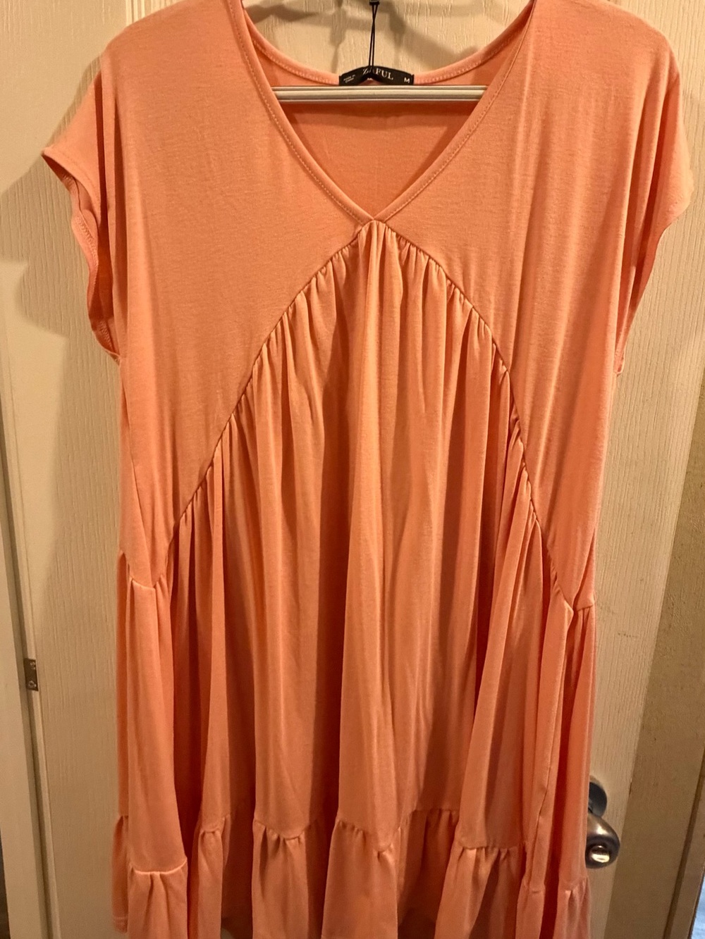 Zaful Peach Tiered V-Neck Tunic